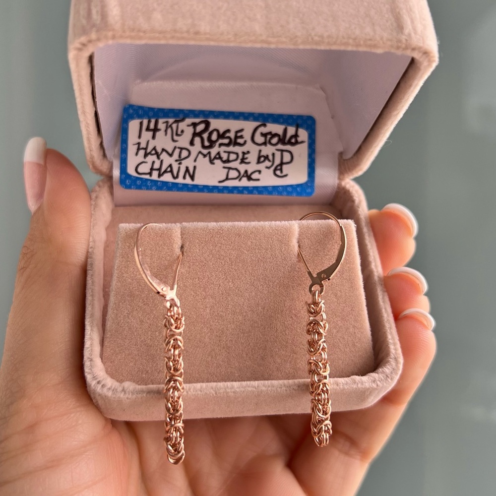 14K Rose Gold Chain handmade earrings!!